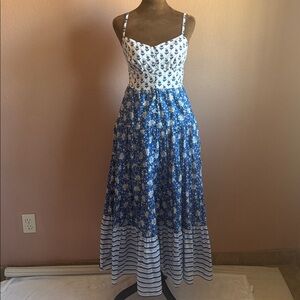 J. Crew Blue and White Floral Dress 100% Cotton